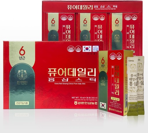 [BRSROHYOAUBBQ2DA] Corée Ginseng Rouge Extrait Pure Daily Stick Hong Sam, Booster d'énergie naturelle pour hommes et femmes Immuni Support, Fatigue Récupération - 30 Sticks