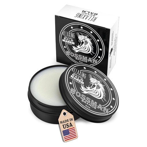 [BRSWGHQKCQIWGDQU] Bossman Relaxing Beard Balm for Men (Naked - Unscented) – Tames, Relaxes, Thickens & Softens for Ultimate Beard Care – Made in USA