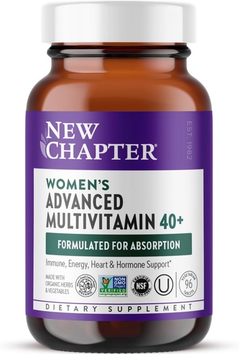 [BRSWIYIMOV7R2FTC] Nouveau chapitre Multivitamines féminines 40+ Formule avancée pour le cœur, l'hormone, l'immunité et le soutien énergétique, des niveaux plus élevés de vitamines B fermentées dans les aliments entiers +D3, fabriquées avec des ingrédients organiques non OGM, 96 Nombre