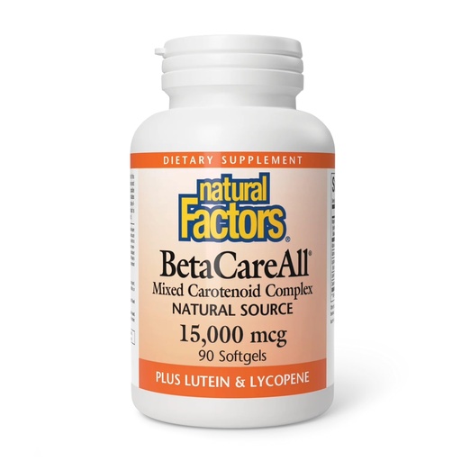 [BRSWIZYRAYHAAYDC] Natural Factors BetaCareAll 15,000 mcg - Mixed Carotenoid Supplement - Supports Healthy Skin, Hair, Eyes & Teeth - Provides Immune Support - Antioxidants & Vitamin A - 90 Softgels (90 Servings)