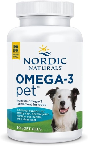 [BRSWIYAKCIOGCYL2] Nordic Naturals Omega-3 Pet, Unflavored - 90 Soft żele - 320 mg Omega-3 Per Soft żel - Olej rybny dla psów z EPA & DHA - Promotes Heart, Skóra, Płaszcz, & Zdrowie immunologiczne