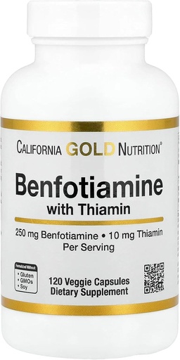 [BRSRMZY6OAHGA2D3] California Gold Nutrition Benfotiamine with Thiamine, 250 mg, 120 Veggie Capsules