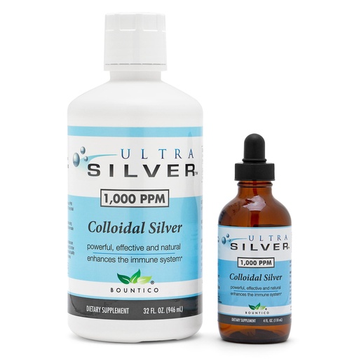 [BRSWIGA4PMDBWETG] Ultra Silver® Colloidal Silver | 1,000 PPM, 32 Oz (946mL) | Mineral Supplement | True Colloidal Silver - 4 oz Dropper Bottle (Empty) Included for Dispensing!
