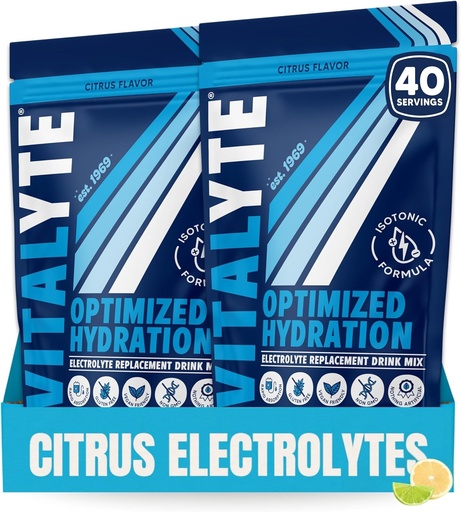 [BRSWYYAQBADROYIY] Vitalyte Electrolyte pulveris (35 oz, 40 Kalpo par konteineru)-izotoniska dzērienu maisījums hidrācijai, enerģijai un reģenerācijai- ūdens uzlabotājs un rehidrācija papildinājums vīriešiem, sievietēm un sportam (Cool Citrus 2 Pack)