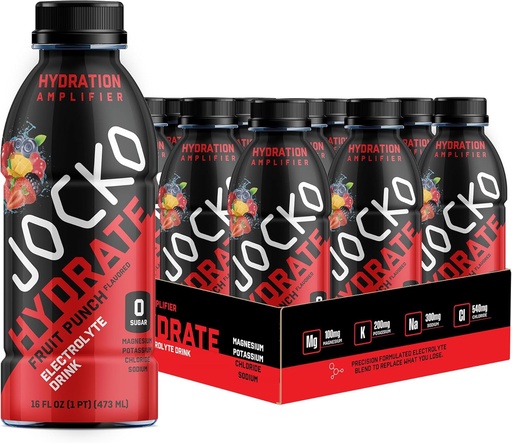 [BRSRAYADPJYAK333] Jocko Fuel Hydrate Electrolyte Drinks - Sports Drink Hydration Amplifier, Thirst Quencher - Scientifically Formulated Electrolyte Blend Fruit Punch Flavor 16 Oz (12 Pack)