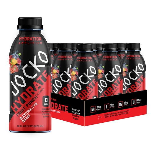 [BRSRAYADPJYAK333] Jocko Fuel Hydrate Electrolyte Drinks - Sports Drink Hydration Amplifier, Thirst Quencher - Scientifically Formulated Electrolyte Blend Fruit Punch Flavor 16 Oz (12 Pack)
