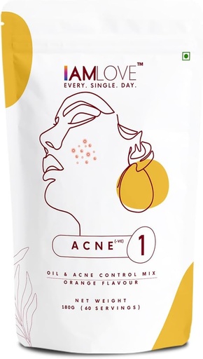 [BRSW2GALC4IGCCTZ] I AM LOVE Acne Negtive Supplement Powder - 180 g meestele ja naistele | Vähendage liigset õli, kerge kuni mõõduka akne apelsinid ja avatud poorid | Taimne nahalisand B komplekssete vitamiinidega, tsink, kroom