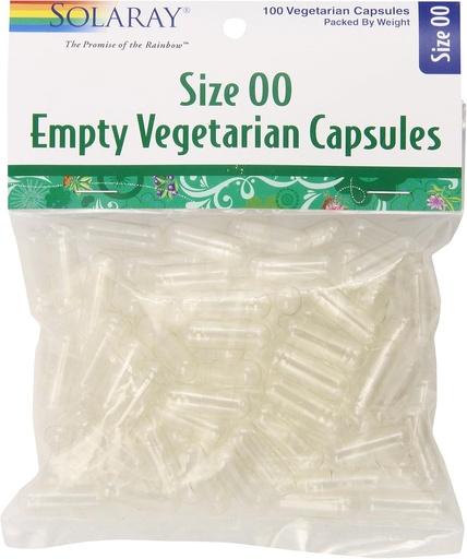 [BRSWIYD6AIAA2CLU] SOLARAY Empty Vegetarian Capsules, Size 00, 100 Count