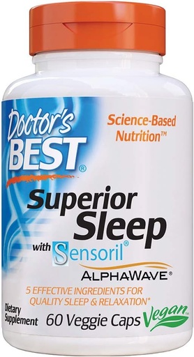 [BRSWGCDRCAMB4GTB] Doctor's Best Superior Sleep with Sensoril, Formula Περιέχει Ashwagandha, 5-HTP, L-Θεανίνη & GABA, 60 Count