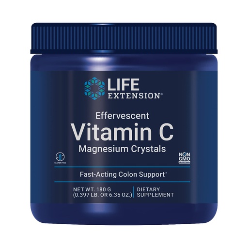 [BRSWIFDZDN5B2HIV] Life Extension Effervescent Vitamin C Magnesium Crystals, immediate Relief from Occasional Constipation, Gluten-Free, Non-GMO, Vegetarian, Net Wt. 180 Grams