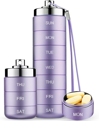 [BRSROHACOUCWYELB] Mossime Metal Travel Pill Organizer, Portable 7 Day Vitamine Organizer Stapelbaar, Waterdicht 1 keer Een dag pil Box, Grote Pillen Container, Dagelijkse Medicine Organisator voor Vitamine, Visolie, Supplement