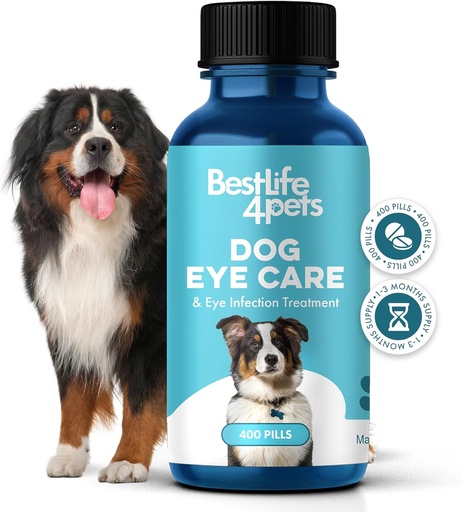 [BRSWYAT5AB4A2YIV] Dog Eye Infection & Eye Care Support Supplements, Natural Relief from Conjunctivitis, Swelling, Tear Stains, Dry Eyes and Discharge, Easy to Use, No More Struggle with Canine Drops, 400 Small Pills
