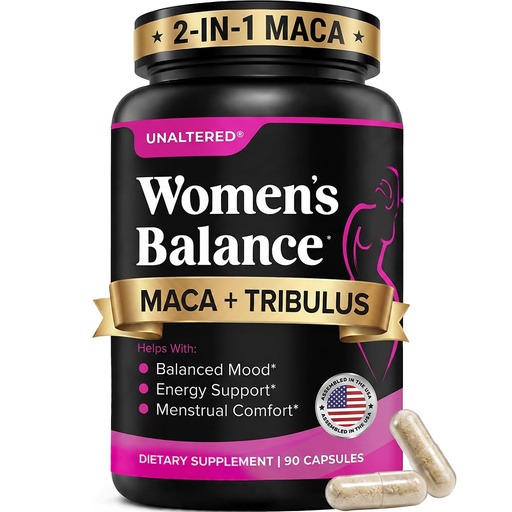 [BRSRMBIFCUNB42A6] UNALTERED Hormone Balance & Mood Support for Women - Naturally Supports Hormonal Balance & Energy with Tribulus Terrestris & Red Maca Root Extract - Dietary Supplement - 90 Vegan Capsules