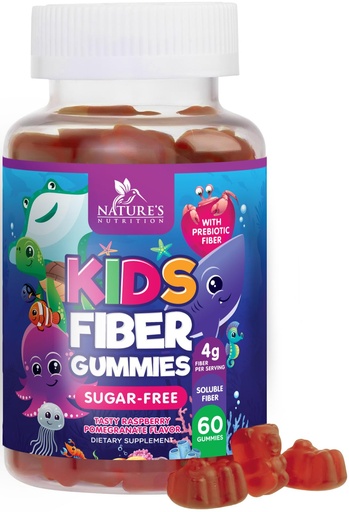 [BRSW2FI6AF4BMC33] Kids Fiber Gummies – Sugar Free Prebiotic Plant-Based Fiber 4g per Serving Supplement - Improved Soluble Formula Supports Digestive Health & Regularity - Natural Berry Flavor Chewable - 60 Gummies