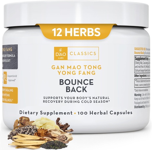 [BRSROZYBBMCGGGQ3] D’AO Labs Bounce Back - Gan Mao Tong Yong Fang - for Cold Season Symptoms (Needs). 100 Herbal Capsules.