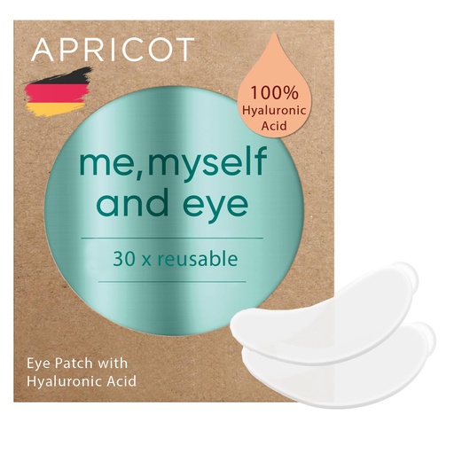[BRSROBAYDEIWAELG] APRICOT Eye Patches with Hyaluronic Acid (pack of 1) I Anti-Aging Eye Pads "Me,Myself and Eye" I Reduces eye wrinkles I Reusable eye patches I Silicone pads against wrinkles I Made in Germany