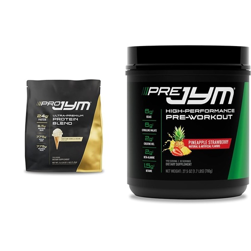 [BRSROBL3DIMQGA35] PRO JYM 45 Servings - Tahitian Vanilla Bean & PRE JYM 30 Servings - Pineapple Strawberry