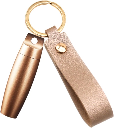 [BRSROAQLCIHWG3D7] Small Pill Organizator cu Keychain, Mini Pill Bottle / Gold Pill Container pentru Purse, Metal Waterproof Pill Box.