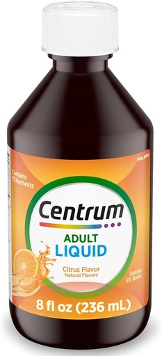 [BRSW2EA6OIIAIELA] Centrum Liquid Multiвитамини за възрастни, Multiвитамини / Мултиминерална добавка с B Витамини и антиоксиданти, Цитрусов аромат - 8 Fl Oz