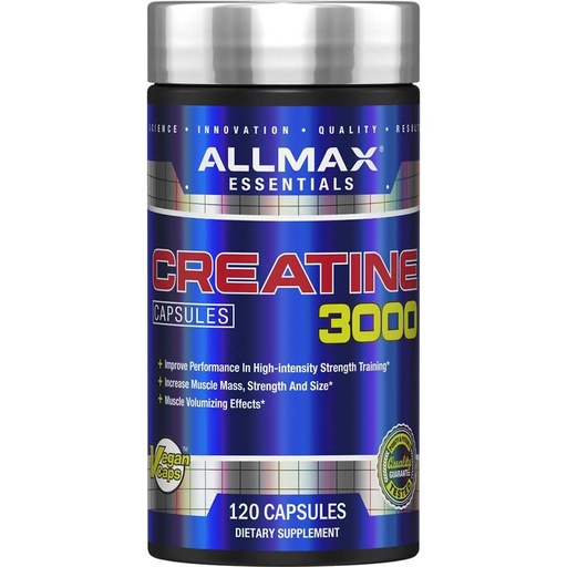 [BRSRMFIDCJ4BMG3Z] ALLMAX Essentials - Creatine Monohydrate, Micronized Creatine Powder for Strength and Muscle Recovery, Gluten Free & Fast Absorbing, 120 Capsules