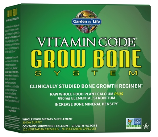 [BRSWIYAACB6RGADE] Garden of Life Calcium Supplement - Vitamin Code Grow Bone Made with Whole Foods, Strontium, Magnesium, K2 MK7, Vitamin D3 & C Plus Probiotics for Gut Health, 30 Day Supply
