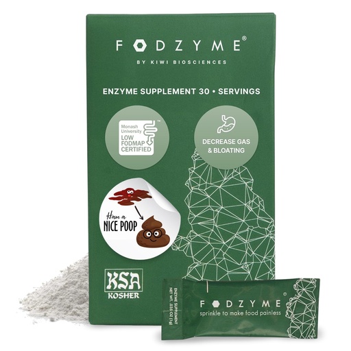[BRSRMAABDF6WMYD6] FODZYME® On-The-Go Digestive Enzymes for Gut Health, Relief for Bloating, Gas, Constipation, Diarrhea, Abdominal Pain, Low FODMAP, 30 Dose