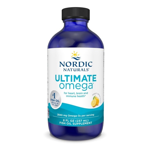 [BRSWIYA6C4FBQED4] Nordic Naturals Ultimate Omega Liquid, Lemon Flavor - 8 oz - 2840 mg Omega-3 - High-Potency Fish Oil Supplement with EPA & DHA - Promotes Brain & Heart Health - Non-GMO - 48 Servings