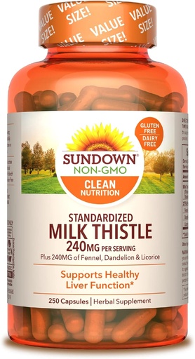 [BRSWIYAQBIARWD3C] Sundown Milk Thistle, 250 Capsules