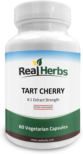 [BRSWKFIKBMIGYFLK] Real Herbs Tart Cherry 4:1 Extract 1000mg - 60 Vegetarian Capsules