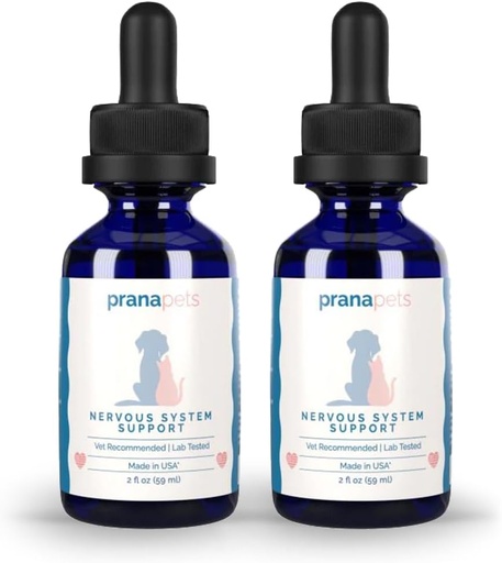 [BRSW2HQNPJYWOHYU] PranaPets Nervous System Support for Dogs and Cats | Herbal Formula Safely Aids in Riduzione della nervosità, Involuntary Muscle Movements