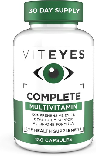 [BRSW2GT2A56WOELP] Viteyes begi osoa eta gorputz osoa Osasun Multivitamin Nutrizio gehigarria, 180 kapsula, Zuria