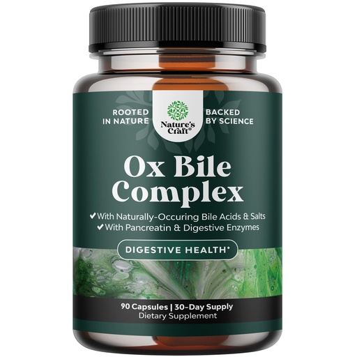 [BRSROATQCICWYFA3] Digestive Enzymes with Ox Bile - Ox Bile Supplements for No Gallbladder with Trypsin, Papain & Bromelain Enzyme for Pancrease Cleanse & Detox - Pancreatin Digestion Enzymes for Women & Men - 90 Ct