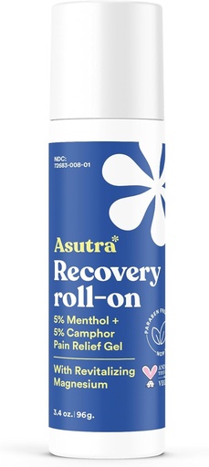 [BRSREGIBDEGRG235] ASUTRA Recovery Roll-On Gel, 3.4 oz - Cooling and Warming Sensation, Temporary Relief from Muscle Discomfort and Soreness, Mess-Free Applicator, Menthol, Camphor, and Premium-Quality Magnesium