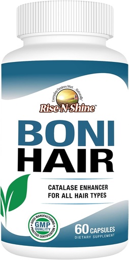 [BRSWG2Y2CV5BMCLV] Rise-N-Shine BoniHair Catalase Supplement for Vibrant, Youthful hiusten tuki - 10 000 IU Catalase with Saw Palmetto, Biotin, Fo-Ti, PABA - 60 kapselia