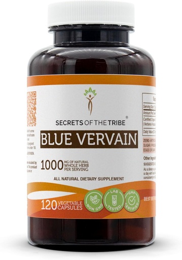 [BRSWGBI3CAMG2FI6] Rahasia dari Tribe Blue Vervain 120 Capsules, 1000 mg, Blue Vervain (Verbena Hastata) Dry Herb (120 Capsules)