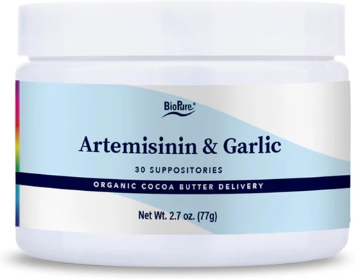 [BRSWIGAGAQMBCDTC] BioPure Artemisinin & Garlic – Artemisinin & Organic Garlic Powder Suppositories Rich in Organosulfur Compounds to Support Broad-Spectrum Microbiome Balance – 30 Suppositories