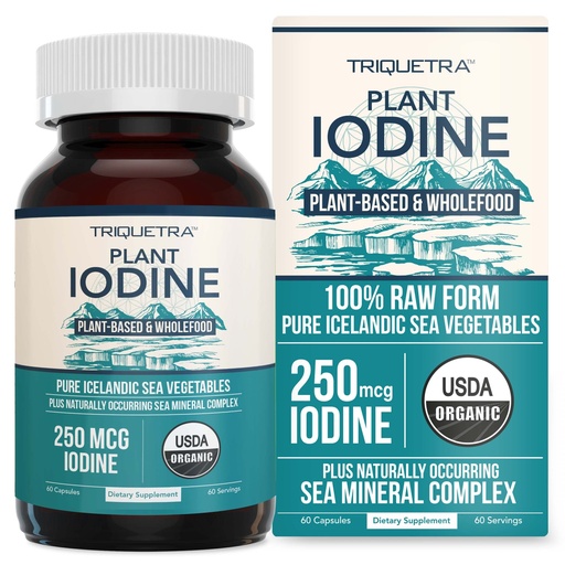 [BRSRMFIDCF6RYA3D] Organic Iodine Supplement from Sea Vegetable Complex, Whole Food & Raw Form - Iodine Plus Trace Mineral Complex – Contains Purest Icelandic Sea Kelp, Irish Moss & Bladderwrack (250 mcg)