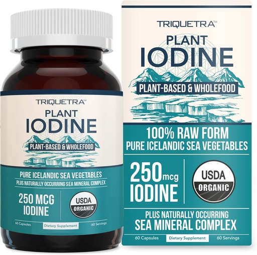 [BRSRMFIDCF6RYA3D] Organisk jod supplement fra Sea Vegetabilsk Complex, Hel Food & Raw Form - Jod Plus Trace Mineral Complex - Indeholder Pure Islandsk Sea Kelp, Irish Moss & Bladerwrack (250 mcg)