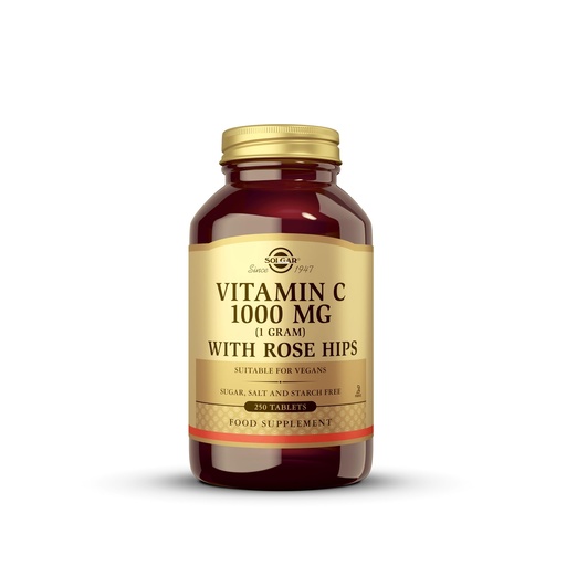 [BRSWIY3YAUPB4HQ3] Solgar Vitamin C 1000 mg with Rose Hips, 250 Tablets - Antioxidant & Immune Support - Overall Health - Supports Healthy Skin & Joints - Non-GMO, Vegan and Kosher - 250 Servings