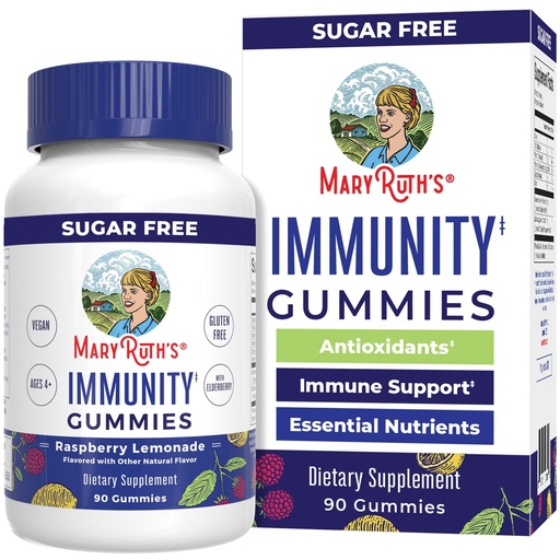 [BRSWYZQDCMBAIHLJ] MARYRUTH'S Sugar Free Immunity Gummies | Powerful Blend | Elderberry Vitamin C & Zinc | Vitamin D3 & Echinacea | Immune Support Supplement | Gummies for Kids & Adults | Vegan | Non GMO | 90ct