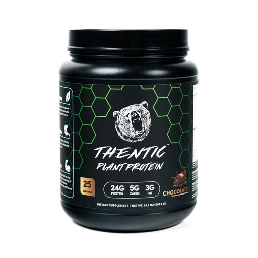 [BRSROAD3OJ7QOGTJ] THENTIC Plant Based Protein Powder - Non Dairy Vegan Protein, Zero Artificial Ingredients,Soy & Gluten Free,No Added Sugar,5.8g BCAA,Digestive Enzymes,Organic Superfoods.25 Servings (Chocolate) 2.1lb