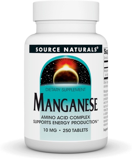[BRSWIYQMCJ5QO2YV] Source Naturals Manganese, Amino Acid Chelate - Supports Energy Production - 250 Tablets