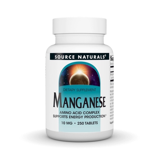 [BRSWIYQMCJ5QO2YV] Source Naturals Manganese, Amino Acid Complex - Supports Energy Production* - 10 mg - 250 Tablets