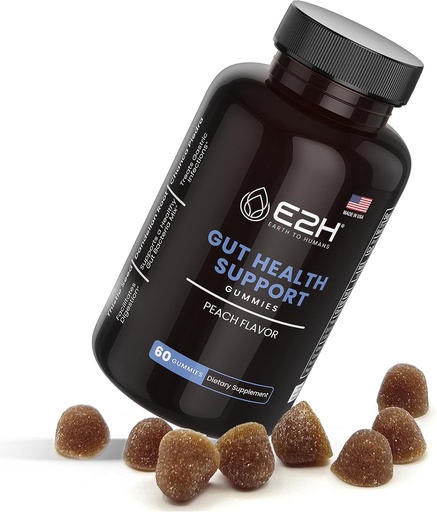 [BRSRMGAOB4IRM2A3] E2H Gut Support Gummies - 60 Count - Gelatin- Free, gluten- Free, Vegan & Non- GMO