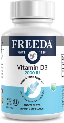 [BRSWGCTYOF6BQE3H] FREEDA Vitamin D3-2000 IU – High-Potency Vitamin D for Bone Strength & Immune Support – Easy-to-Swallow Tablets – 100 Tiny Tablets