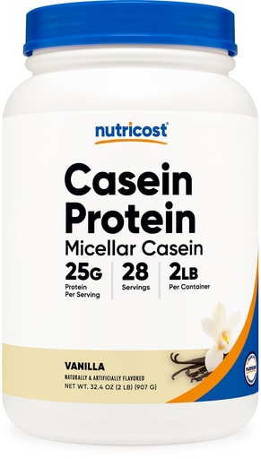 [BRSWGAIBOF5QYCQ6] Nutricost Casein Protein Powder 2lb Vanilla - Micellar Casein, Gluten Free, Non-GMO