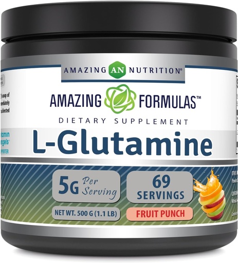 [BRSRMFL7OQGRACLX] Amazing Formulas L-Glutamine Powder | Amino Acid Supplement | Non-GMO | Gluten Free | Made in USA (Fruit Punch | 1 Lb)