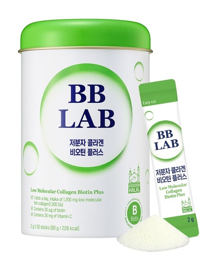 [BRSW2HYKCMGWCYIV] BB LAB Low Molecular Collagen Biotin Plus, Halal Collagen, Powder Supplement, Korean Marine Collagen, Fish Collagen Peptides, Biotin, Vitamin C, Fast Absorption, Shine Muscat Flavor