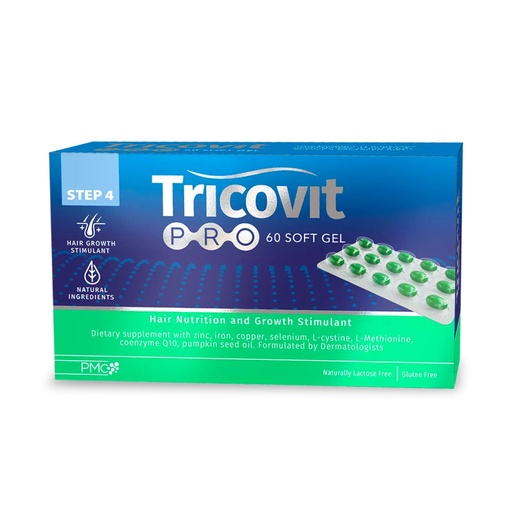 [BRSROFD2AUDW2EQU] Tricovit Pro Hair Growth Supplement - Hair Loss Treatments for Women & Men Developed by Dermatologists - Innehåller DHT Blockers, Amino Acids & Vitamins för att främja cellregeneration (60 Softgels)
