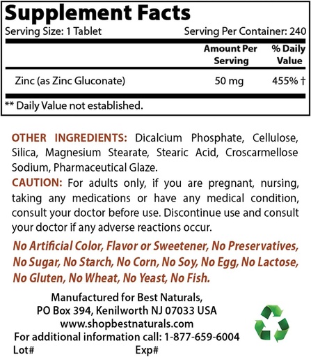 [BRSRMBA6CNYAODTF] Zinc Gluconate 50mg & Vitamin B12 6000 mcg